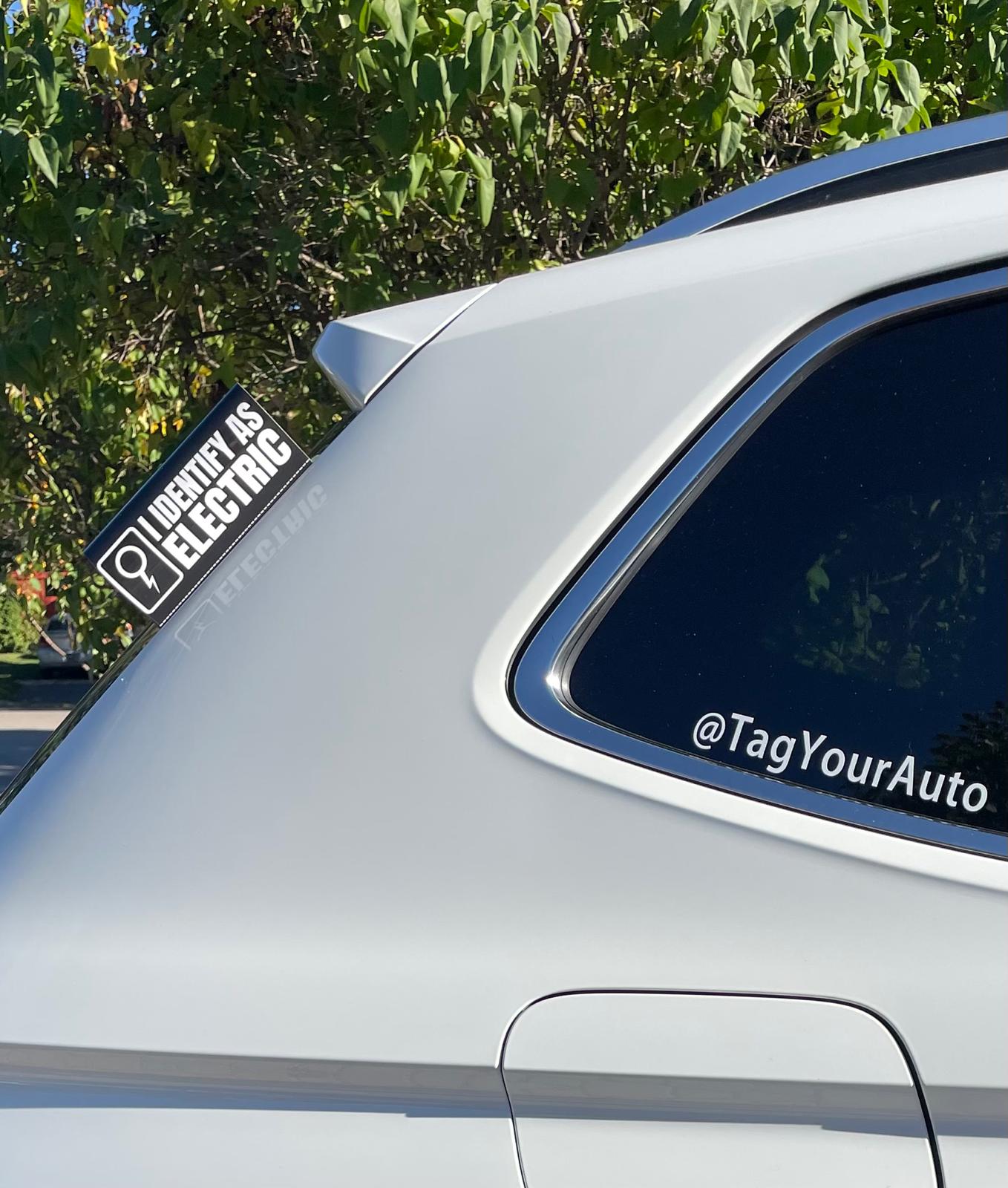 Custom Black I Identify as Electric Car Tag – Personalized Auto Accessory